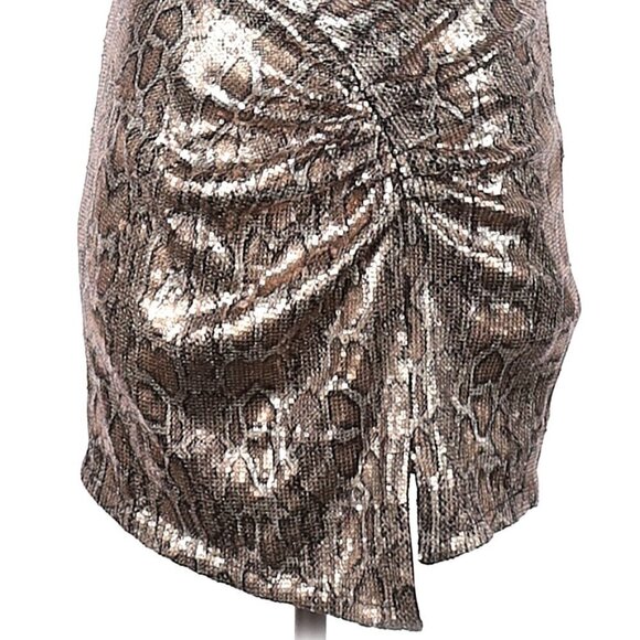 Zara Women's Leopard Metallic Sequin Stretch Formal Dressy Party Mini Skirt, XS - Picture 2 of 3